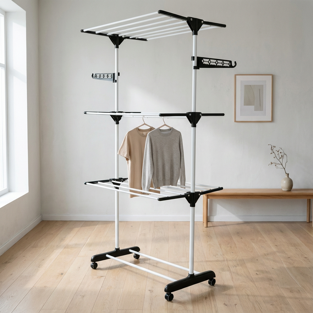 etendoir à linge vertical pliable noir