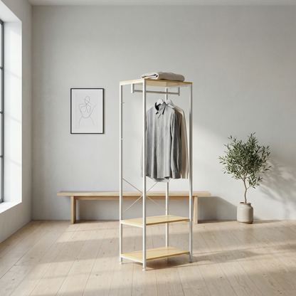 porte vetement chambre bois blanc fer