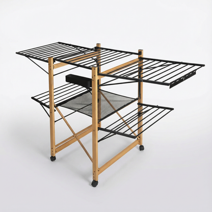 Étendoir XXL Mobile – Capacité 25kg avec Roulettes et Filet de Séchage