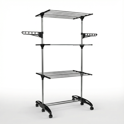 Séchoir à Linge d’Intérieur Pliable 4 Niveaux avec Étagère à Chaussures