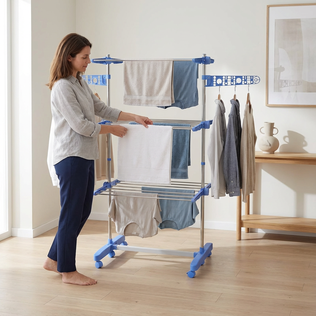 Étendoir linge pliable solide 3 niveaux maison